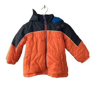 Toughskins Winter Coat - Orange Black / Dark Grey - 3T